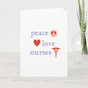 Peace Liebe Nurses Day Red Caduceus Heart Nurse Karte
