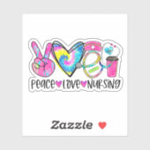 Peace Liebe Nursing Sticker in Regenbogenfarben (Blatt)