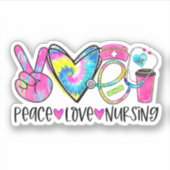 Peace Liebe Nursing Sticker in Regenbogenfarben (Vorderseite)