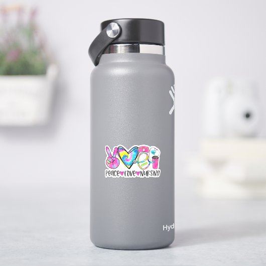 Peace Liebe Nursing Sticker in Regenbogenfarben (HydroFlask)
