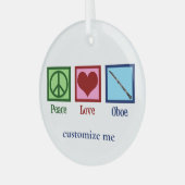 Peace Liebe Oboe Player Personalisiert Weihnachten Ornament Aus Glas (Vorderseite links)