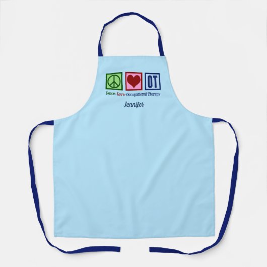 Peace Liebe Occupational Therapy Monogram Blue OT Schürze (Vorderseite)