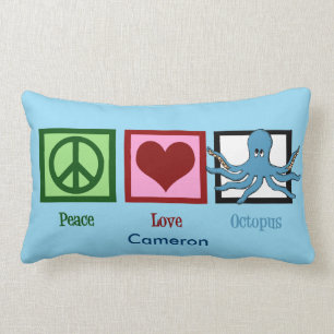 Peace Liebe Octopus Custom Blue Lendenkissen