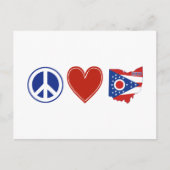 Peace Liebe Ohio Shaped State Flag Buckeye Herz Postkarte (Vorderseite)