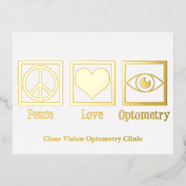 Peace Liebe Optometrie Custom Eye Doctor Gold Folien Feiertagspostkarte