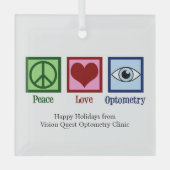 Peace Liebe Optometrie Custom Optometrist Weihnach Ornament Aus Glas (Vorderseite)