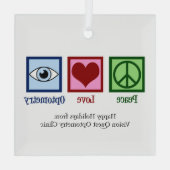 Peace Liebe Optometrie Custom Optometrist Weihnach Ornament Aus Glas (Rückseite)
