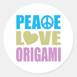 Peace Liebe Origami Runder Aufkleber