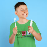 Peace Liebe Orthodontics Kinder T-Shirt<br><div class="desc">Ein niedliches kieferorthopädisches Urlaubsgeschenk für die Patienten mit einem Friedenszeichen,  Herz und Zahn. Peace Liebe Kieferorthopädie T - Shirt für jemanden,  der eine Klammer trägt</div>