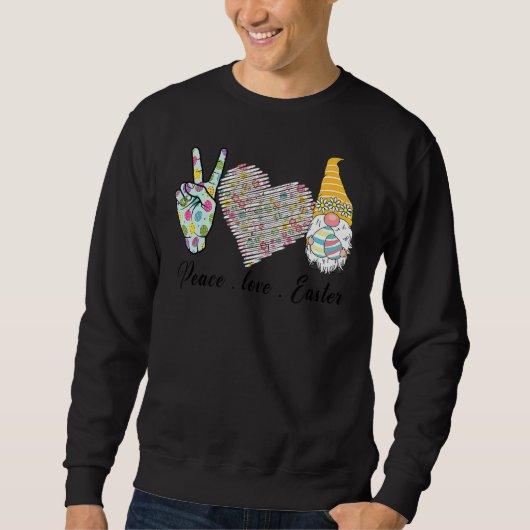 Peace Liebe Oster Bunny Leopard Grafischer Osterta Sweatshirt (Vorderseite)