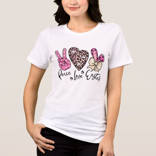 Peace Liebe Oster Niedlich Moderne Lila Girls Tri-Blend Shirt (Vorderseite)