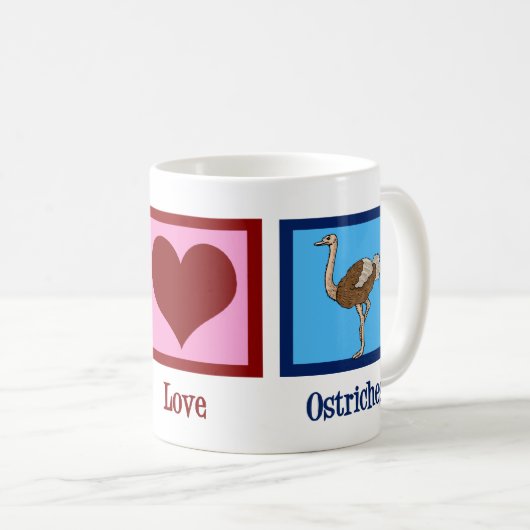 Peace Liebe Ostriches Kaffeetasse (VorderseiteRechts)