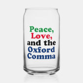 Peace Liebe Oxford Comma English Grammar Spaß Dosenglas (Vorderseite)