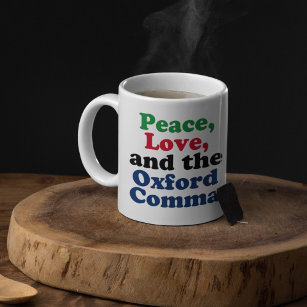 Peace Liebe Oxford Comma English Grammar Spaß Kaffeetasse