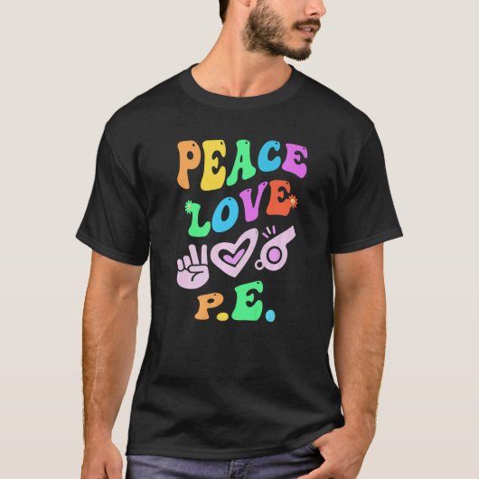 PEACE LIEBE P E Retro STEM Lehrer Zurück in S T-Shirt (Vorderseite)