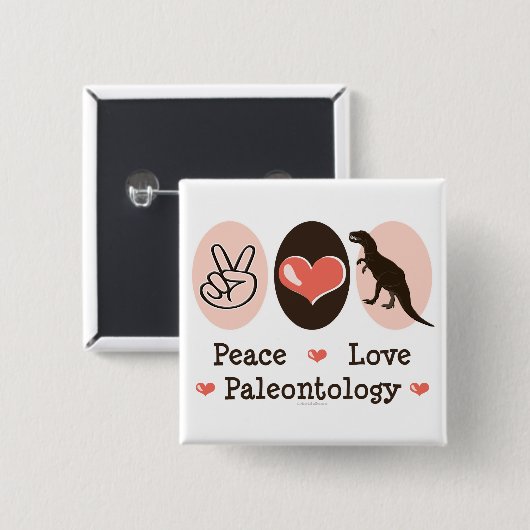 Peace Liebe Paleontology Dinosaurier Button (Vorne & Hinten)