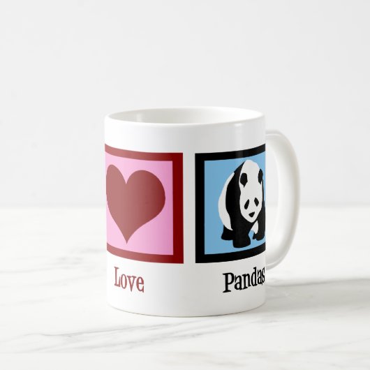 Peace Liebe Pandas Kaffeetasse (VorderseiteRechts)