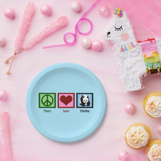 Peace Liebe Pandas Pappteller (Party)