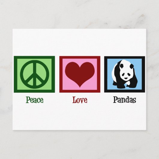Peace Liebe Pandas Postkarte (Vorderseite)