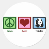 Peace Liebe Pandas Runder Aufkleber (Vorderseite)