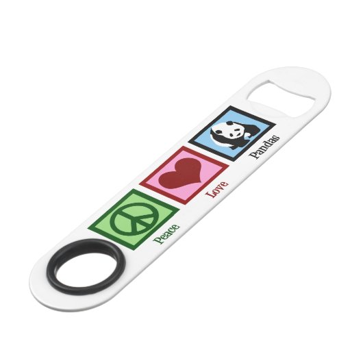 Peace Liebe Pandas Speed Flaschenöffner (Vorderseite Schrägansicht)