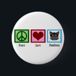 Peace Liebe Panthers Button<br><div class="desc">Geh Panthers! Ein tolles Geschenk für einen Panthers Fan. Ein Friedensschild,  ein Herz und ein niedlicher schwarzer Panther.</div>