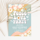 Peace Liebe Party Daisy Hippie 70er Birthday Einladung