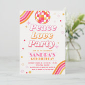 Peace Liebe Party Geburtstagseinladung Einladung (Stehend Vorderseite)