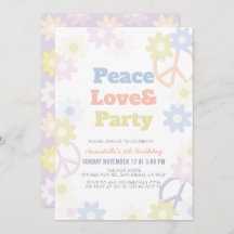 Peace Liebe & Party Girl zum Geburtstag Einladung