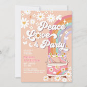 Peace Liebe Party Groovy Daisy Rainbow Birthday Einladung (Vorderseite)