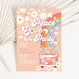 Peace Liebe Party Groovy Daisy Rainbow Birthday Einladung