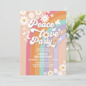 Peace Liebe Party Groovy Einladung Hippie Geburtst (Stehend Vorderseite)