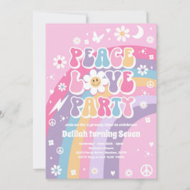 Peace Liebe Party Hippie Rainbow 70er Birthday Par Einladung