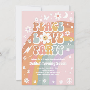 Peace Liebe Party Hippie Rainbow 70er Birthday Par Einladung