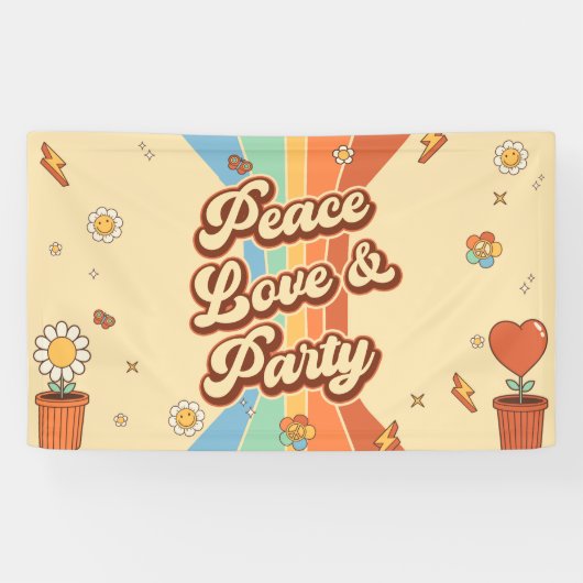 Peace Liebe Party Retro Rainbow 6. Banner (Horizontal)