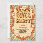 Peace Liebe Party Retro Rainbow 6. Einladung (Vorderseite)