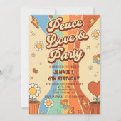 Peace Liebe Party Retro Rainbow 6. Einladung (Vorderseite)