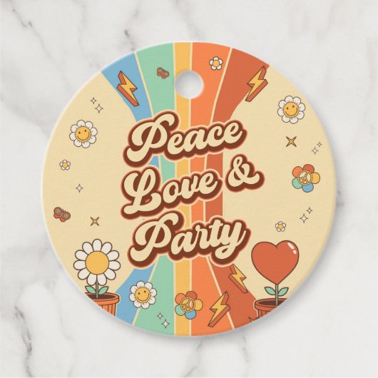 Peace Liebe Party Retro Rainbow 6. Geschenkanhänger (Vorderseite)