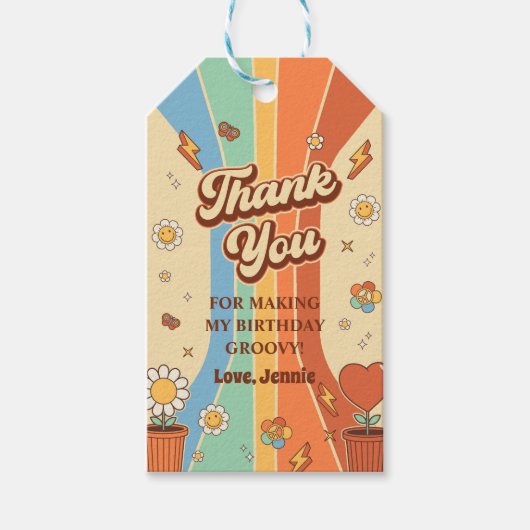 Peace Liebe Party Retro Rainbow 6. Geschenkanhänger (Vorderseite)