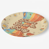 Peace Liebe Party Retro Rainbow 6. Pappteller (Schrägansicht)