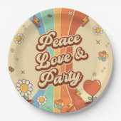 Peace Liebe Party Retro Rainbow 6. Pappteller (Vorderseite)