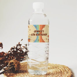 Peace Liebe Party Retro Rainbow 6. Wasserflaschenetikett