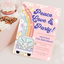Peace Liebe Party Retro Rainbow 7. Einladung