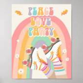 Peace Liebe Party Roller Skate Skaten Retro Poster (Vorne)