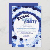 Peace Liebe Party Shibori Blue Gefärbte Krawatte G Einladung (Vorne/Hinten)