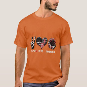 Peace, Liebe & Patriotic Vibes - USA Freedom Desig T-Shirt