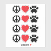 Peace Liebe Paw Aufkleber (Blatt)
