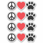 Peace Liebe Paw Aufkleber (Vorderseite)