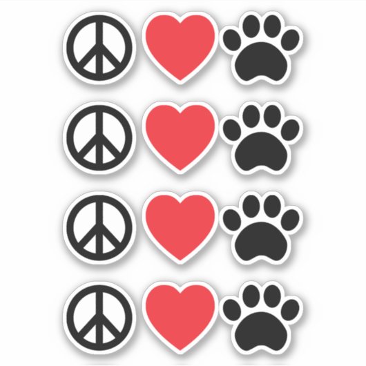 Peace Liebe Paw Aufkleber (Vorderseite)