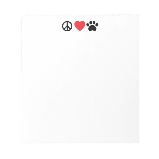Peace Liebe Paw Notepad Notizblock (Vorderseite)